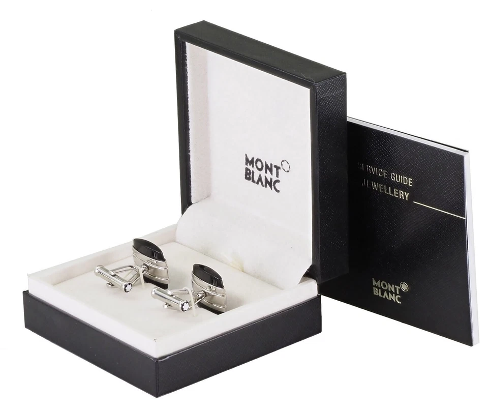 Gemelli Montblanc Meisterstück MB106624 acciaio inox con ONYX NUOVI - Immagine 2 di 4