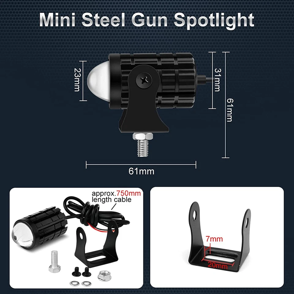 Motorcycle LED Light Auxiliary Spotlight Driving Headlight Fit For ATV Scooter - Изображение 3 из 4