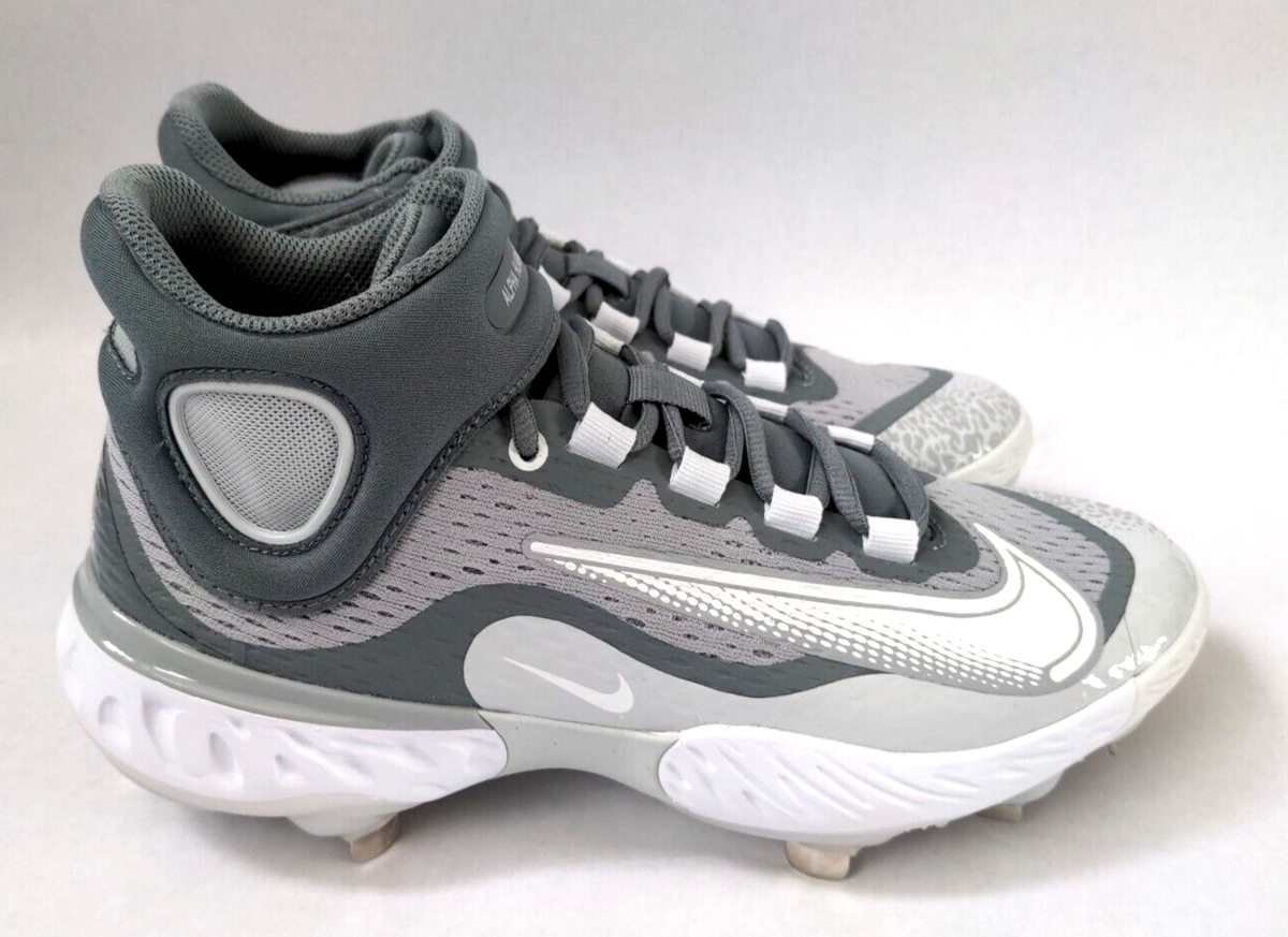 Nike Alpha Huarache Elite 4 Mid Baseball Cleats Wolf Grey 