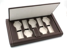 Watch Holder Case 5 Seater Brown Leatherette Gift Idea Watch Box New  