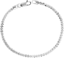 Sterling Silver Sparkle Rock Chain Necklaces & Bracelets 2.9mm Diamond Cut 7-24"