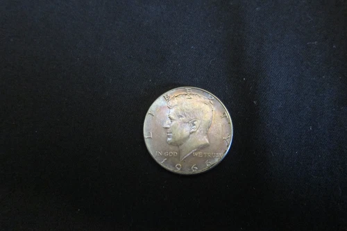 1966 BEAUTIFUL RAINBOW TONED 40% Silver Kennedy Half Dollar AU+ U.S.A. Coin