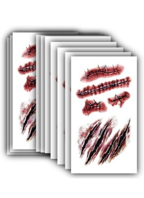 30pcs UWOLL Halloween Scar Tattoos – Fake Blood Wound Stickers – Waterproof