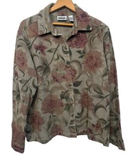 Vintage Chico's Design Women  s Floral Metallic Embroidered Button Jacket Size 2