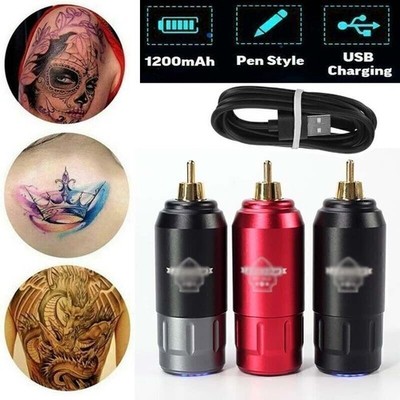Wireless Tattoomaschine Motor Rotary Pen Kit Tattoo Stift Tätowierung 1200mAh DE
