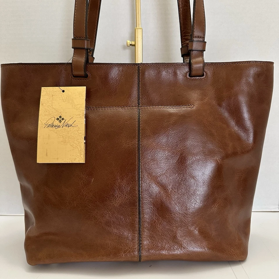 Patricia Nash Madison Leather Tote Shoulder Bag Purse Cognac Embroidered Floral - Image 4 of 4