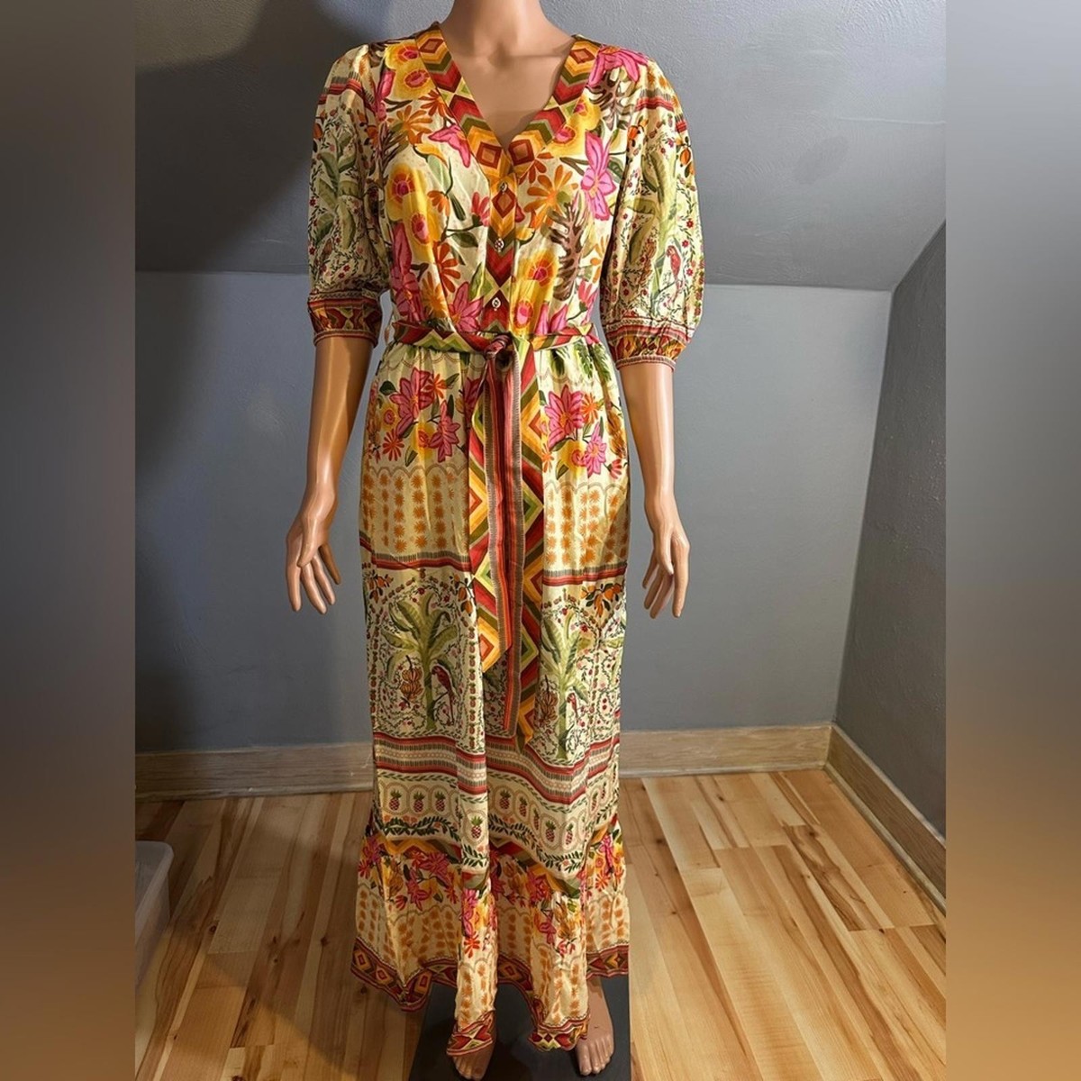 Tuckernuck Celina Moon Palm Print Boho Maxi Dress V-Neck Short Sleeve Large NWT | eBay Tuckernuck Celina Moon Palm Print Boho Maxi Dress V-Neck Short Sleeve Large NWT | eBay