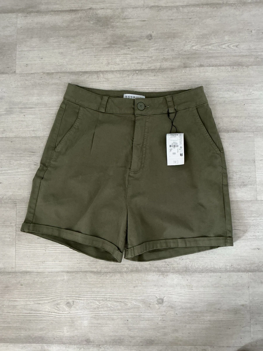 Short Cut-off Primark Femme 100% Coton Vert - Taille M - Taille Haute élastiquée