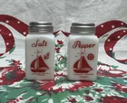 Vintage (McKee?) Salt And Pepper With Red Sailboat Print