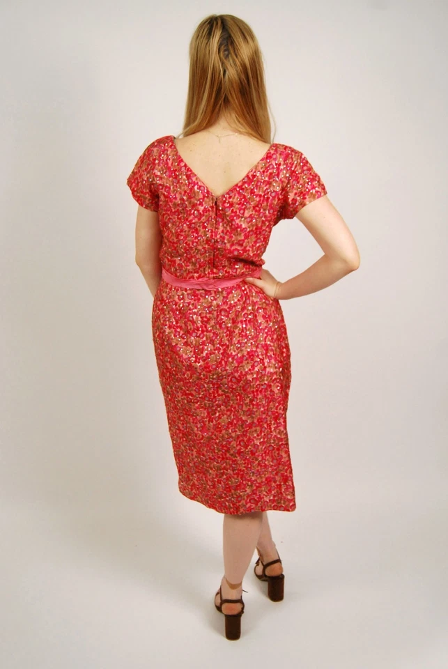 Vestido de novia años 50 (M) rosa medio vintage pinup rockabilly noche floral Foto 3 de 4