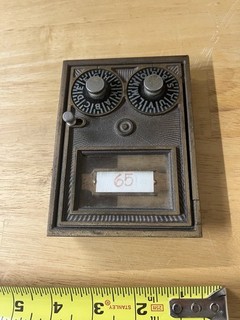 VTH Post Office lock box door. Brass 3 1/2”x 5”. Dual dial with combination.