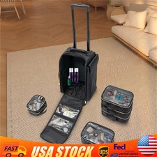 Professional Makeup Case,Rolling Makeup Train Case,Cosmetic Storage Organizer