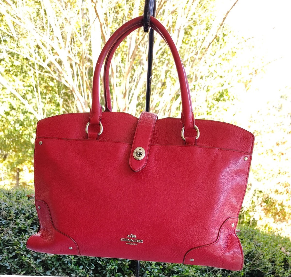 Coach F37167 LARGE Mercer Red Leather Satchel | eBay
