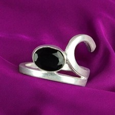Natural Black Onyx Gemstone 925 Sterling Silver Ring All Size Gift For Women DJ