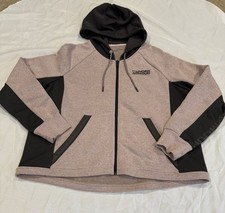 Women's Under Armour Rival FZ Fleece Mesh Sleeves Full Zip Hoodie -Gray/Pink XL