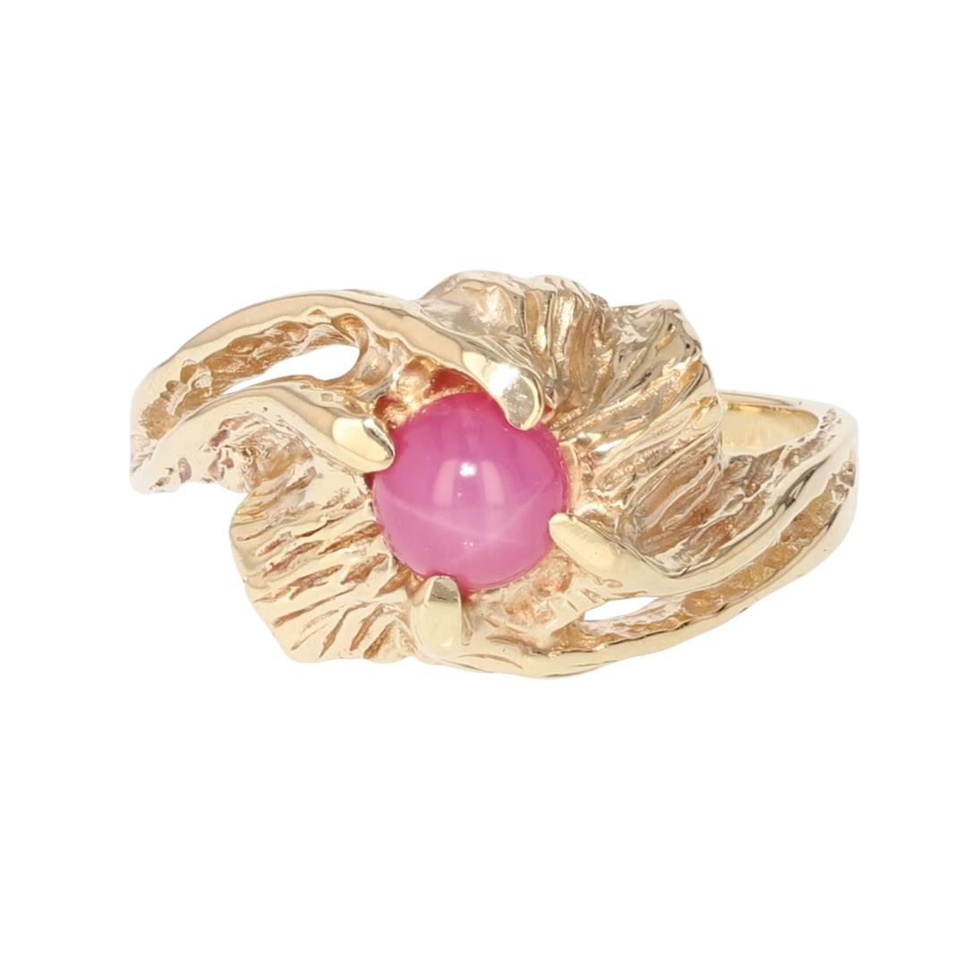 .75ct Lab-Created Round Star Ruby Vintage Style R… - image 1