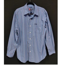 Vintage CHAPS EST. 1978 Chaps Blue Striped Button-Up Shirt Long Sleeve Size L/G