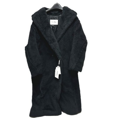 MAX MARA 2521016052 Teddy bear apparel Long coat alpaca Black 