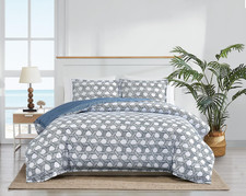 Navy  White 3-Piece Queen Comforter Set, 100 Cotton, Oeko-Tex Certified