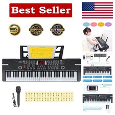 Beginner's 61-Key Digital Keyboard - Fun Learning with Microphone Sheet Stand