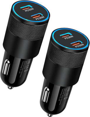 60W USB C Car Charger, 2 Pack  USB C Cigarette Lighter Adapter Fast Charging Dua