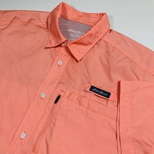 Eddie Bauer Guide Vented Fishing Shirt Mens 2XL Coral SS Ripstop Button Up