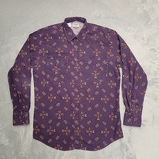 VTG Cowboys Turtle Association Shirt Mens ML Purple Aztec Pearl Snap Made in USA