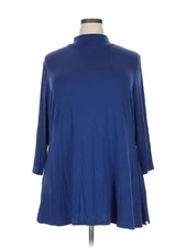 H By Halston Women Blue 3/4 Sleeve Blouse 2X Plus