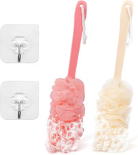 2Pack Back Scrubber for Shower Loofah with Long Handle, Shower Brush for Body, 1