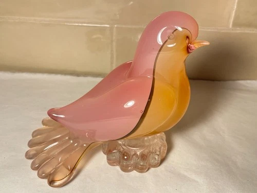 Rare Vintage Murano Handmade Heavy Glass Bird Figurine 5" H