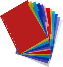 12 Tab Binder Dividers 3 Ring Plastic Binder Dividers with Tabs, Multicolor Note