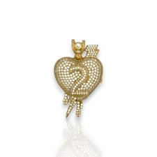 Heart "Lightning Melting" Cz Pendant - 14K Yellow Gold
