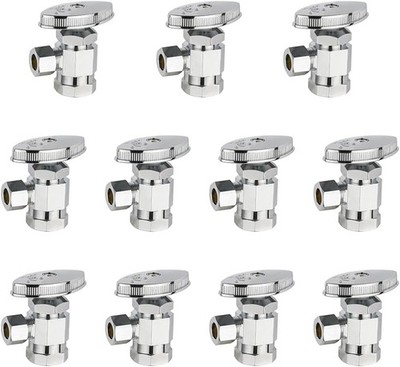 1/2'' FIP Multi-Turn Angle Stop Valve LF Brass Chrome Plate 10 Pack