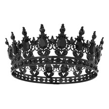 Black Crown for Women Crystal Tiara and Queen Crown for Girl Wedding Headband fo