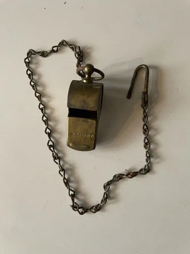 WW1 WW2 Official Military Brass Whistle US Army Marine Sargent Officer Trench