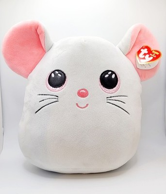 Ty Squish A Boos Catnip the Grey Mouse Soft Plush 10'' NWT