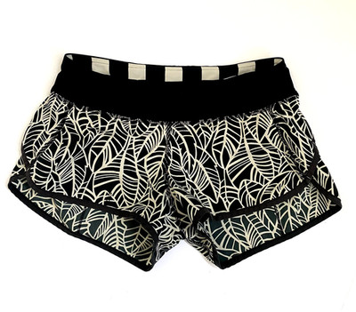 Lululemon Speed Up Shorts Pretty Palm Black Angel Wing 3'' Running Yoga Women's 6