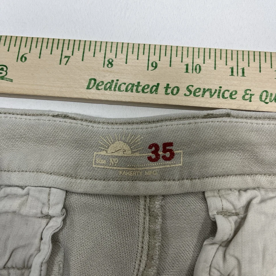 Pantalones Cortos Faherty Para Hombres 35x7” Caqui Todo el Día Elastizados Informales Ligeros Chino Mancha Foto 4 de 4