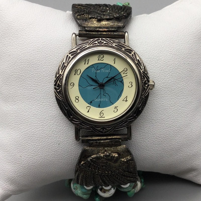Pierre Nicol Women Watch 32mm Southwest Silver Tone Beads Chief New Battery 6.5''