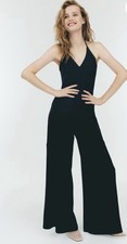 H M Conscious Black Wide Leg jumpsuit with pockets, size 4 Spaghetti Straps