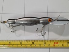 VINTAGE BOMBER WATER DOG WOOD FISHING LURE SILVER SCALE
