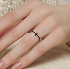 Black Crystal Cross Ring Cross Rhodium plated women’s 6.5 religious silver tone — photo 4