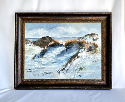 Roscoe E. Wallace Oil Painting Beach Dunes and Ocean Signed