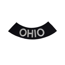 OHIO Rocker Patch - 10" x 2.625" Large Black & Silver Biker Vest Jacket DIY Cut