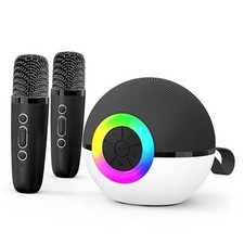 Mini Karaoke Machine Speaker for Kids Adults, Portable Bluetooth Black-2Mic