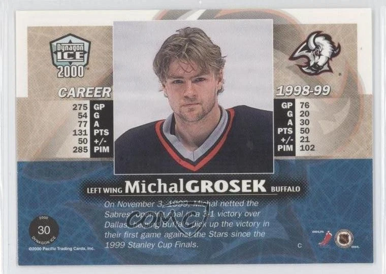 1999-00 Pacific Dynagon Ice Michal Grosek #30 - Image 2 of 2