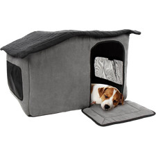 Sherpa Portable Soft-Sided Indoor Pet House Gray, One Size 