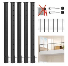 5 Pack Complete Set Side Mount Cable Railing Post Kits 36", Space-Saving