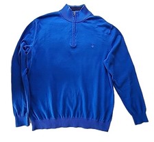 IZOD Men's Large Golf 100 Cotton 1/4-Zip Long Sleeve Pullover Sweater Blue EUC