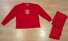 NWT Victoria  s Secret Red Rhinestone Logo Pajama Set Long Sleeve  Pants - S